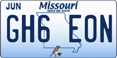 MO license plate GH6E0N