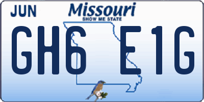 MO license plate GH6E1G