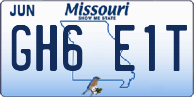 MO license plate GH6E1T