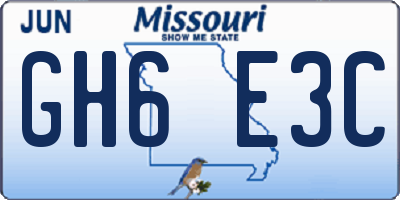 MO license plate GH6E3C