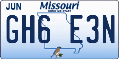 MO license plate GH6E3N
