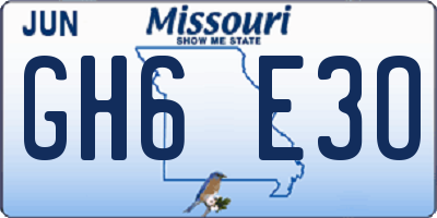 MO license plate GH6E3O
