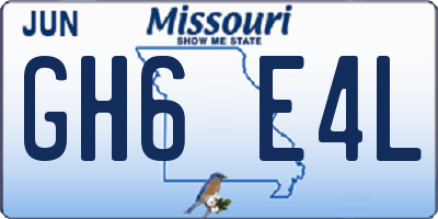 MO license plate GH6E4L