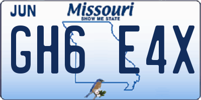 MO license plate GH6E4X