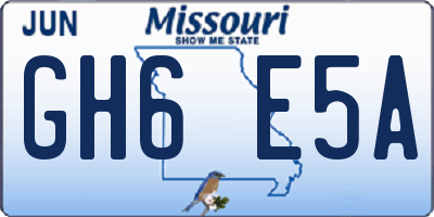 MO license plate GH6E5A