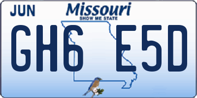 MO license plate GH6E5D