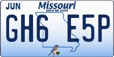 MO license plate GH6E5P