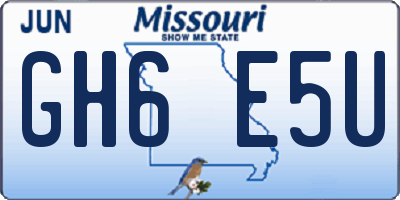 MO license plate GH6E5U
