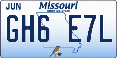 MO license plate GH6E7L
