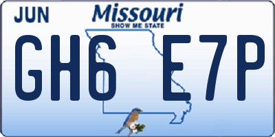 MO license plate GH6E7P