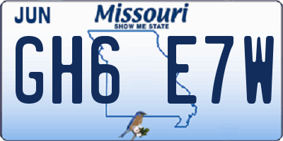 MO license plate GH6E7W