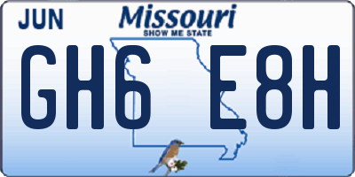 MO license plate GH6E8H