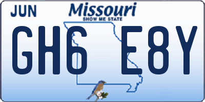 MO license plate GH6E8Y