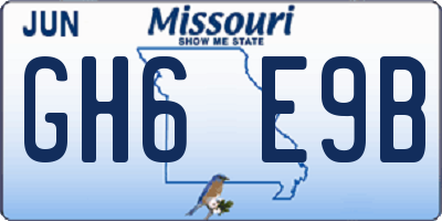 MO license plate GH6E9B