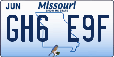 MO license plate GH6E9F