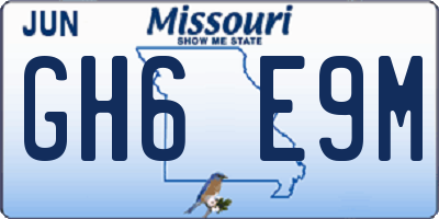 MO license plate GH6E9M