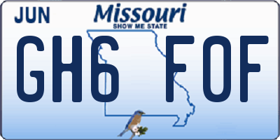 MO license plate GH6F0F