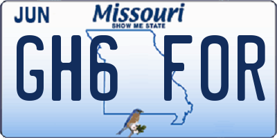 MO license plate GH6F0R