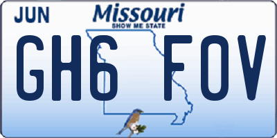MO license plate GH6F0V
