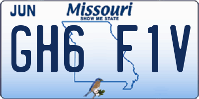 MO license plate GH6F1V
