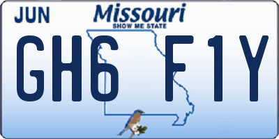 MO license plate GH6F1Y