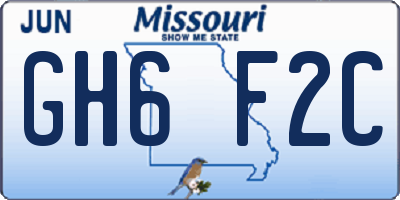 MO license plate GH6F2C