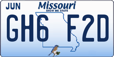 MO license plate GH6F2D