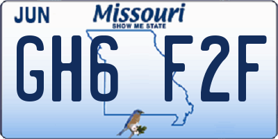 MO license plate GH6F2F