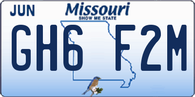 MO license plate GH6F2M