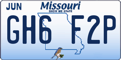 MO license plate GH6F2P