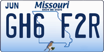 MO license plate GH6F2R