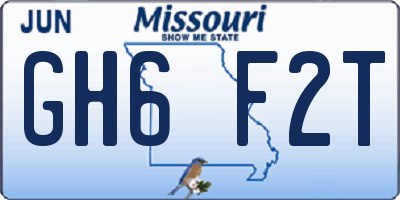 MO license plate GH6F2T