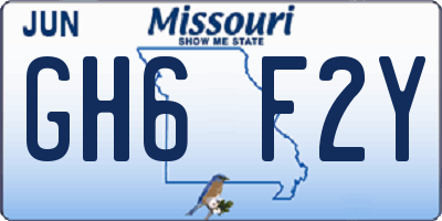 MO license plate GH6F2Y