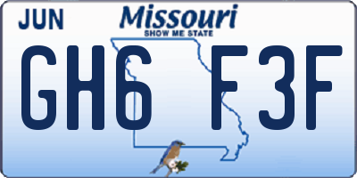 MO license plate GH6F3F