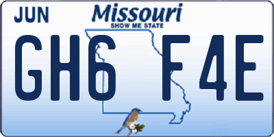 MO license plate GH6F4E