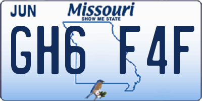 MO license plate GH6F4F