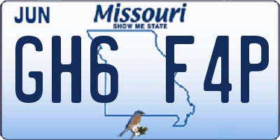 MO license plate GH6F4P