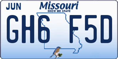 MO license plate GH6F5D