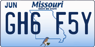 MO license plate GH6F5Y