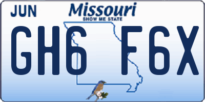 MO license plate GH6F6X