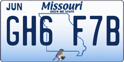 MO license plate GH6F7B