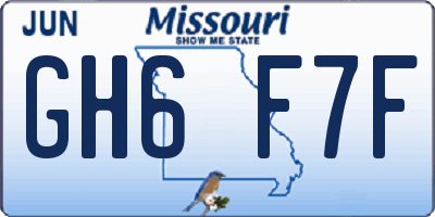 MO license plate GH6F7F