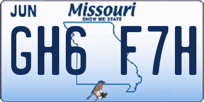 MO license plate GH6F7H