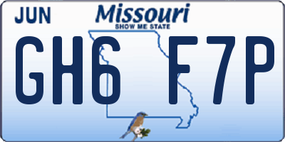 MO license plate GH6F7P