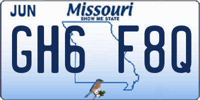 MO license plate GH6F8Q