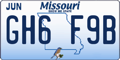MO license plate GH6F9B