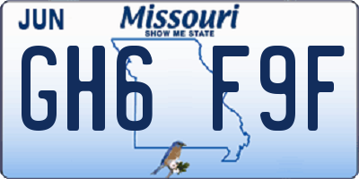 MO license plate GH6F9F