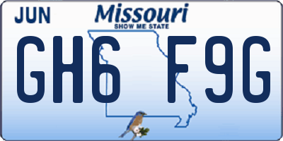 MO license plate GH6F9G