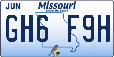 MO license plate GH6F9H