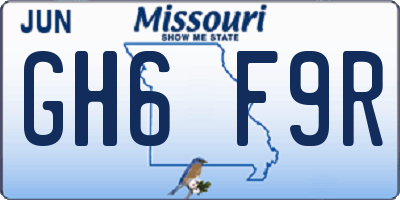 MO license plate GH6F9R
